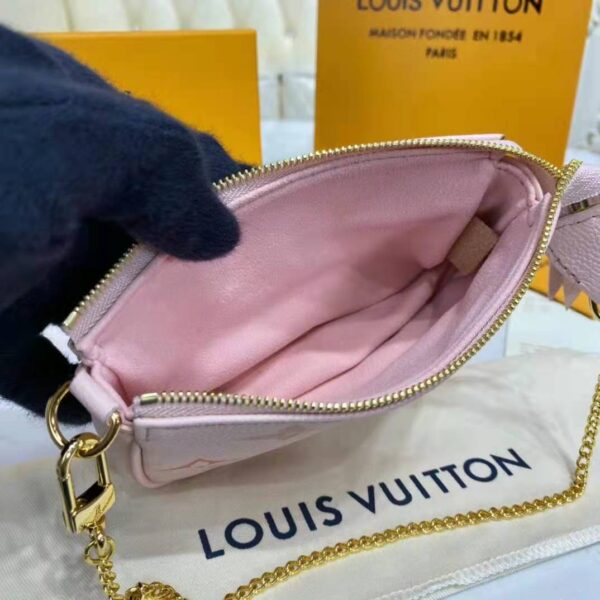 Louis Vuitton LV Women Mini Pochette Accessoires Pink Monogram Empreinte Embossed Supple Grained Cowhide (7)