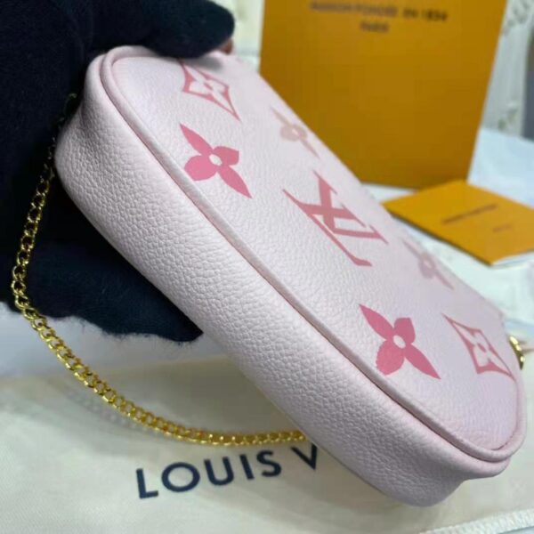 Louis Vuitton LV Women Mini Pochette Accessoires Pink Monogram Empreinte Embossed Supple Grained Cowhide (9)