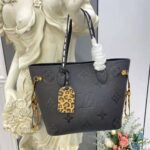 Louis Vuitton LV Women Neverfull MM Tote Bag Wild at Heart Black Embossed Supple Grained Cowhide – Image 3