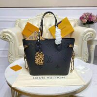 Louis Vuitton LV Women Neverfull MM Tote Bag Wild at Heart Black Embossed Supple Grained Cowhide
