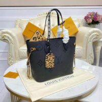 Louis Vuitton LV Women Neverfull MM Tote Bag Wild at Heart Black Embossed Supple Grained Cowhide