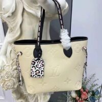 Louis Vuitton LV Women Neverfull MM Tote Bag Wild at Heart Cream Embossed Supple Grained Cowhide