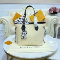 Louis Vuitton LV Women Neverfull MM Tote Bag Wild at Heart Cream Embossed Supple Grained Cowhide