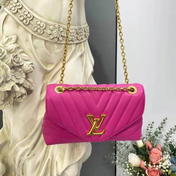 Louis Vuitton LV Women New Wave Chain Bag Handbag Agathe Pink Smooth Cowhide Leather (7)