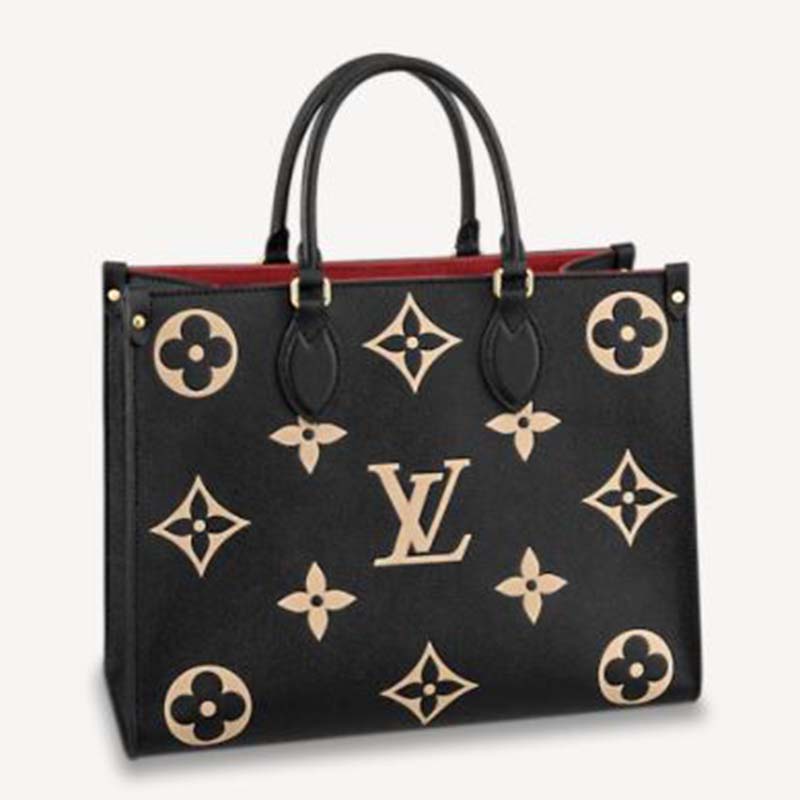 Louis Vuitton - NEW - On the go MM - Black/Beige Embossed Leather Tote -  BougieHabit