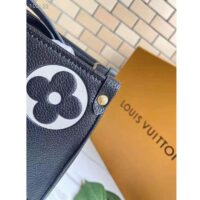Louis Vuitton LV Women OnTheGo MM Black Beige Embossed Grained Cowhide Leather