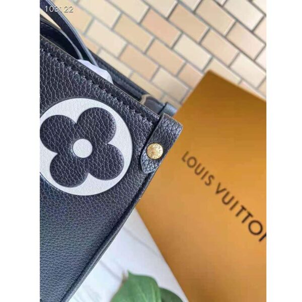 Louis Vuitton LV Women OnTheGo MM Black Beige Embossed Grained Cowhide Leather (7)