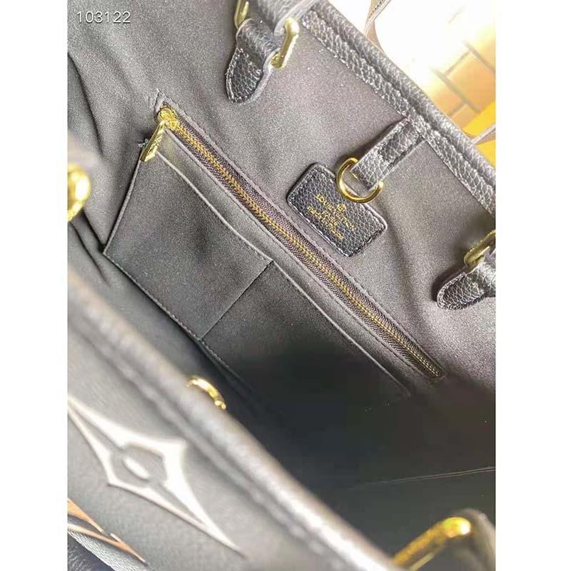 Louis Vuitton LV Women OnTheGo MM Black Beige Embossed Grained Cowhide  Leather - LULUX