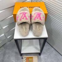 Louis Vuitton LV Women Paseo Flat Comfort Mule Beige Shearling LV Initials Monogram Flowers