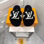 Louis Vuitton LV Women Paseo Flat Comfort Mule Black Shearling LV Initials Monogram Flowers - Bild 4