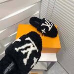 Louis Vuitton LV Women Paseo Flat Comfort Mule Black Shearling LV Initials Monogram Flowers - Bild 9