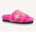 Louis Vuitton LV Damen Paseo Flat Comfort Mule Rosa Shearling LV Initialen Monogramm Blumen