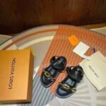 Louis Vuitton LV Women Paseo Flat Comfort Sandal Black Calf Leather Anatomic Insole - Image 2