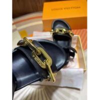 Louis Vuitton LV Women Paseo Flat Comfort Sandal Black Calf Leather Anatomic Insole