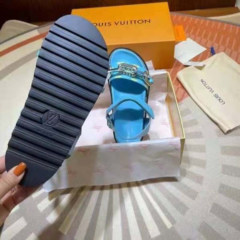 Louis Vuitton, Shoes, Louis Vuitton Womens Paseo Flat Comfort Sandal  Monogram Embossed Lambskin