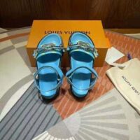 Louis Vuitton LV Women Paseo Flat Comfort Sandal Mint Green Monogram Embossed Lamb Calf Leather
