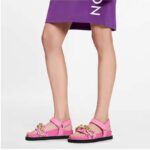 Louis Vuitton LV Women Paseo Flat Comfort Sandal Pink Monogram Embossed Lamb and Calf Leather - Image 11