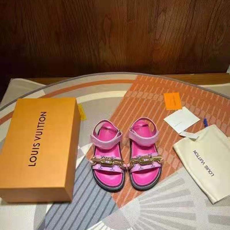 Brand New authentic Louis Vuitton Pink Monogram Paseo Flat Comfort Sandals  (Size: Euro 39, woman's 8) for Sale in Valley Stream, NY - OfferUp