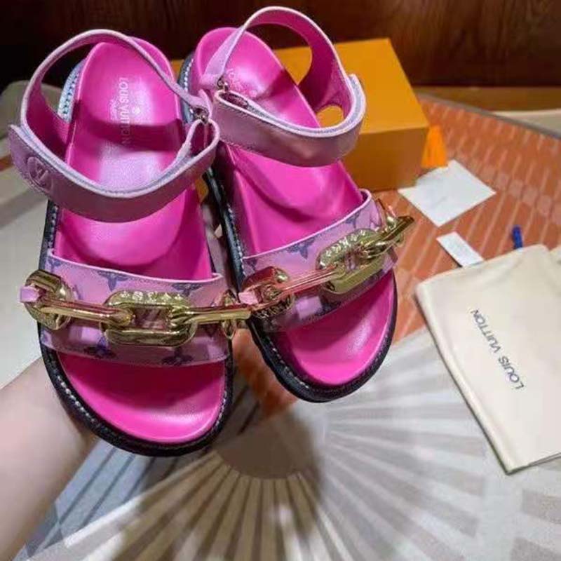 Brand New authentic Louis Vuitton Pink Monogram Paseo Flat Comfort Sandals  (Size: Euro 39, woman’s 8) for Sale in Valley Stream, NY - OfferUp