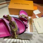 Louis Vuitton LV Women Paseo Flat Comfort Sandal Pink Monogram Embossed Lamb and Calf Leather - Image 10