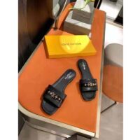 Louis Vuitton LV Women Revival Flat Mule Black Glazed Calf Leather