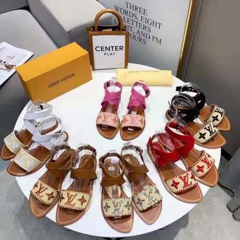 louis vuitton raffia sandals