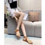 Louis Vuitton LV Women Sienna Flat Sandal Cognac Brown Raffia Leather Outsole - Image 2