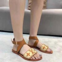 Louis Vuitton LV Women Sienna Flat Sandal Cognac Brown Raffia Leather Outsoleandal Cognac Brown Raffia Leather Outsole (2)