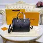 Louis Vuitton LV Women Speedy Bandoulière 25 Handbag Black Embossed Supple Grained Cowhide - Image 5