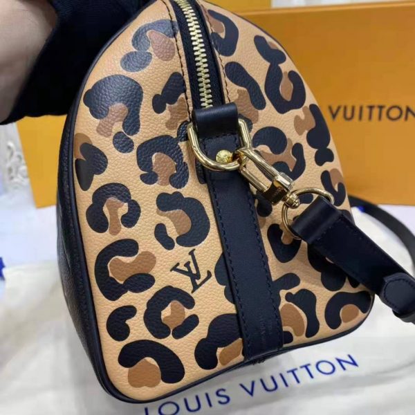 Louis Vuitton LV Women Speedy Bandoulière 25 Handbag Black Embossed Supple Grained Cowhide (18)