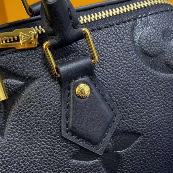 Louis Vuitton LV Women Speedy Bandoulière 25 Handbag Black Embossed Supple Grained Cowhide (20)