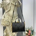 Louis Vuitton LV Women Speedy Bandoulière 25 Handbag Black Embossed Supple Grained Cowhide - Image 4