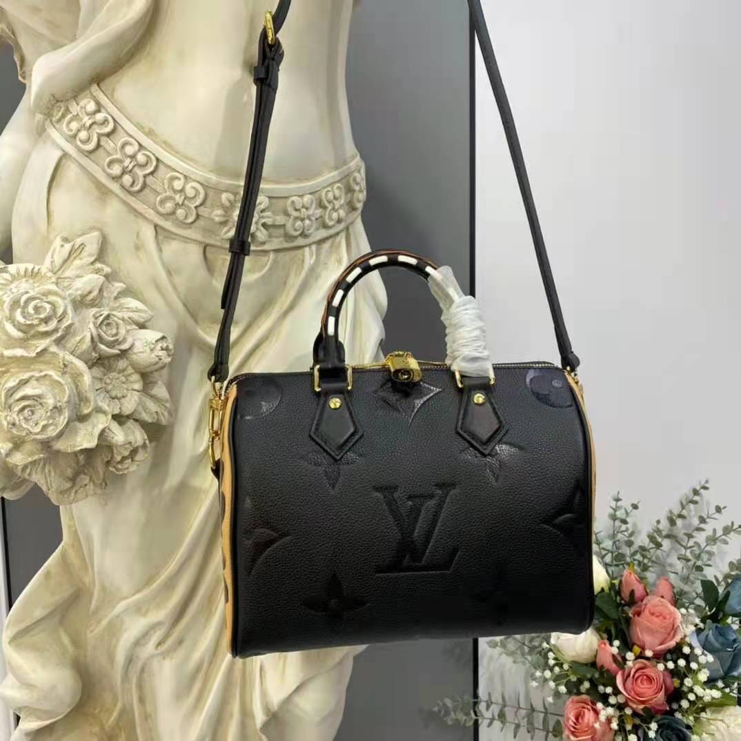 Louis Vuitton LV Women Speedy Bandoulière 25 Handbag Black Embossed ...