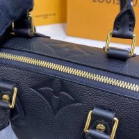 Louis Vuitton LV Women Speedy Bandoulière 25 Handbag Black Embossed Supple Grained Cowhide