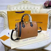 Louis Vuitton LV Women Speedy Bandoulière 25 Handbag Caramel Embossed Supple Grained Cowhide