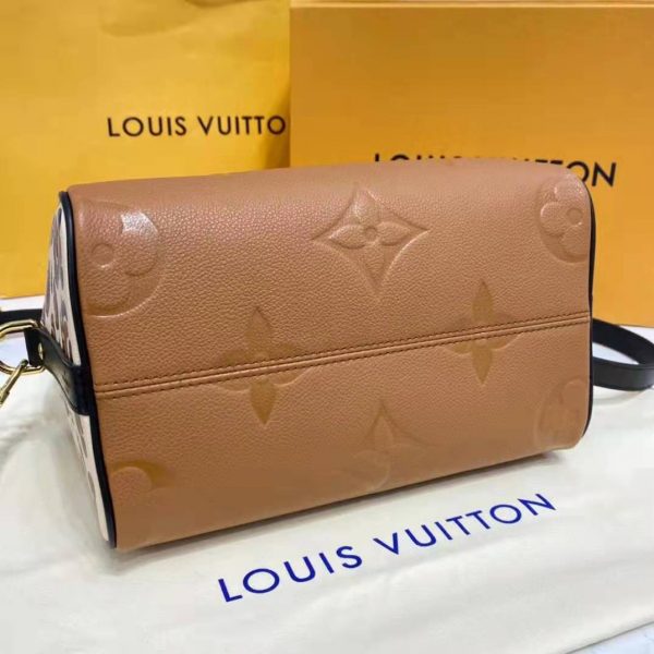Louis Vuitton LV Women Speedy Bandoulière 25 Handbag Caramel Embossed Supple Grained Cowhide (16)