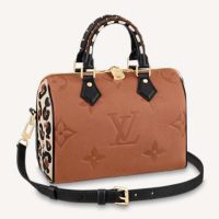 Louis Vuitton LV Women Speedy Bandoulière 25 Handbag Caramel Embossed Supple Grained Cowhide