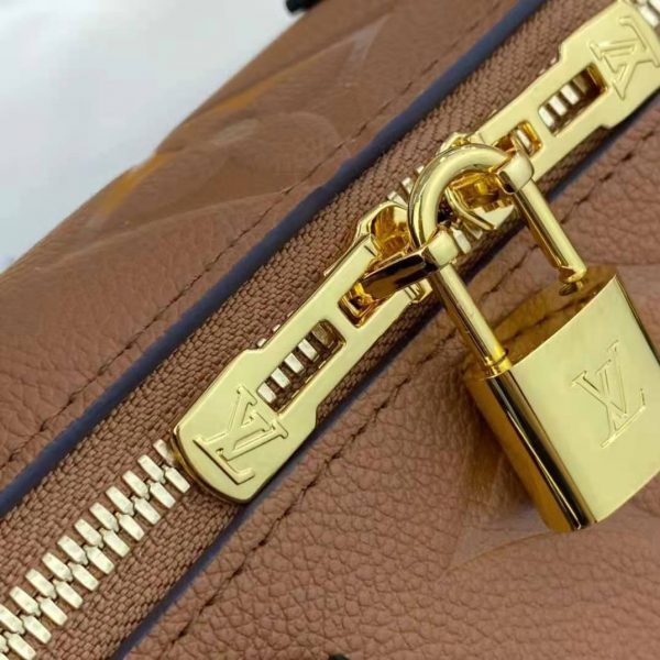 Louis Vuitton LV Women Speedy Bandoulière 25 Handbag Caramel Embossed Supple Grained Cowhide (6)