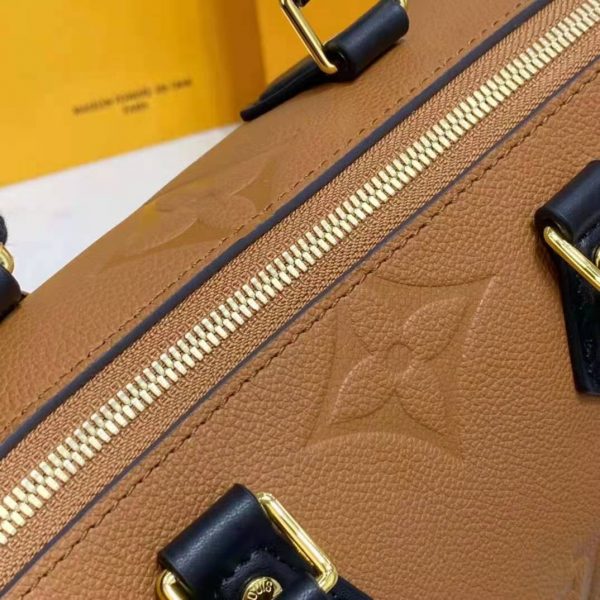 Louis Vuitton LV Women Speedy Bandoulière 25 Handbag Caramel Embossed Supple Grained Cowhide (7)