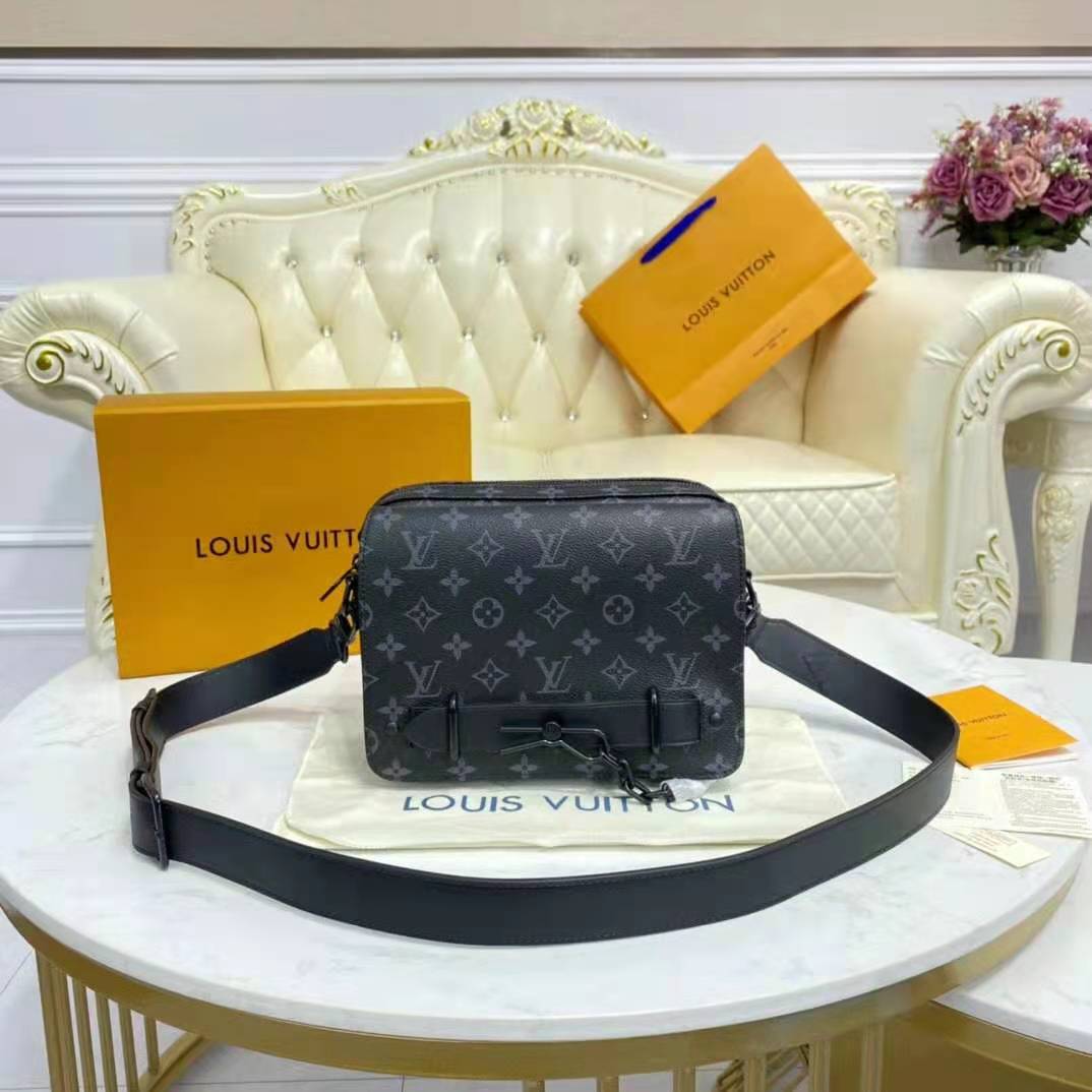 Louis Vuitton LV Women Steamer Messenger Monogram Eclipse Coated Canvas ...