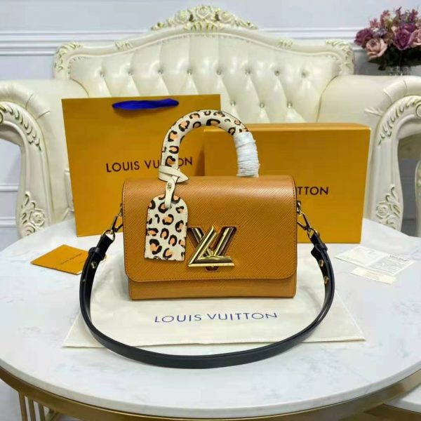 Louis Vuitton LV Women Twist MM Handbag Gold Cipango Epi Grained (10)