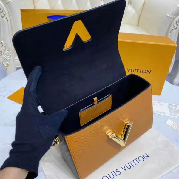 Louis Vuitton LV Women Twist MM Handbag Gold Cipango Epi Grained (9)