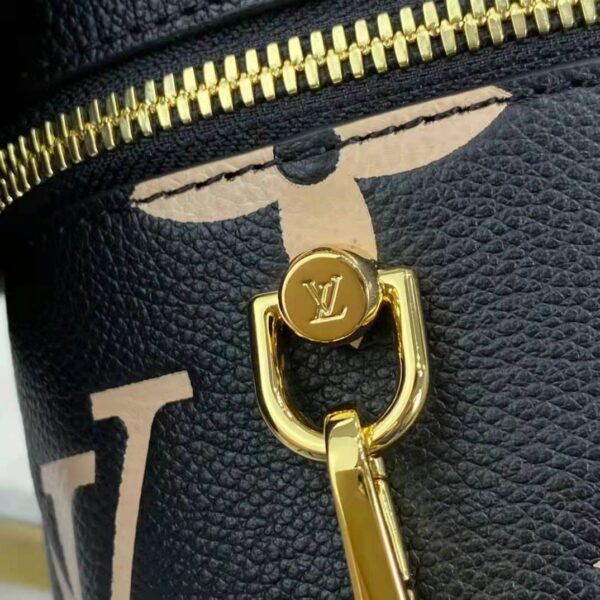 Louis Vuitton LV Women Vanity PM Handbag Black Beige Embossed Grained Cowhide Leather (12)