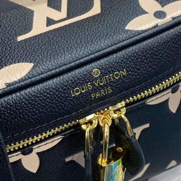 Louis Vuitton LV Women Vanity PM Handbag Black Beige Embossed Grained Cowhide Leather (17)