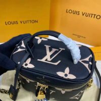 Louis Vuitton LV Women Vanity PM Handbag Black Beige Embossed Grained Cowhide Leather