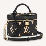 Bolso Louis Vuitton LV Vanity PM para mujer, piel de vacuno granulada en relieve, color negro y beige