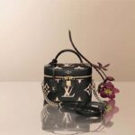 Louis Vuitton LV Women Vanity PM Handbag Black Beige Embossed Grained Cowhide Leather - Imagen 2