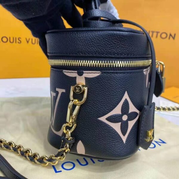 Louis Vuitton LV Women Vanity PM Handbag Black Beige Embossed Grained Cowhide Leather (7)
