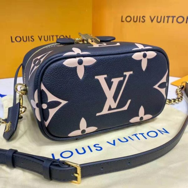 Louis Vuitton LV Women Vanity PM Handbag Black Beige Embossed Grained Cowhide Leather (8)