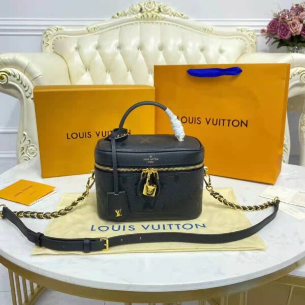 Louis Vuitton LV Women Vanity PM Handbag Black Embossed Grained Cowhide Leather (10)